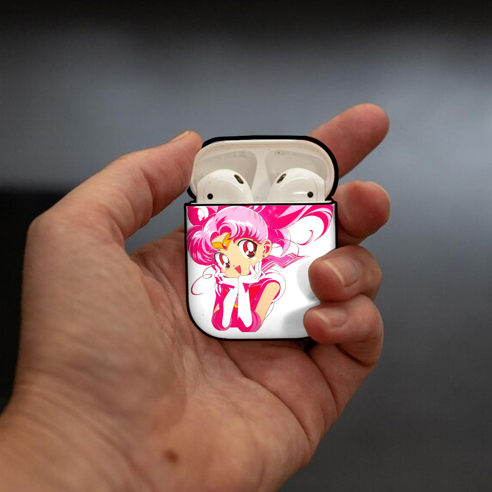 美少女戦士セーラームーン ちびうさ Sailor Moon Chibiusa Tsukino Usagi Small Lady Serenity AirPods 第2世代保護ケース ハードシェル ブラック 耐衝撃・防指紋・カラビナ付き