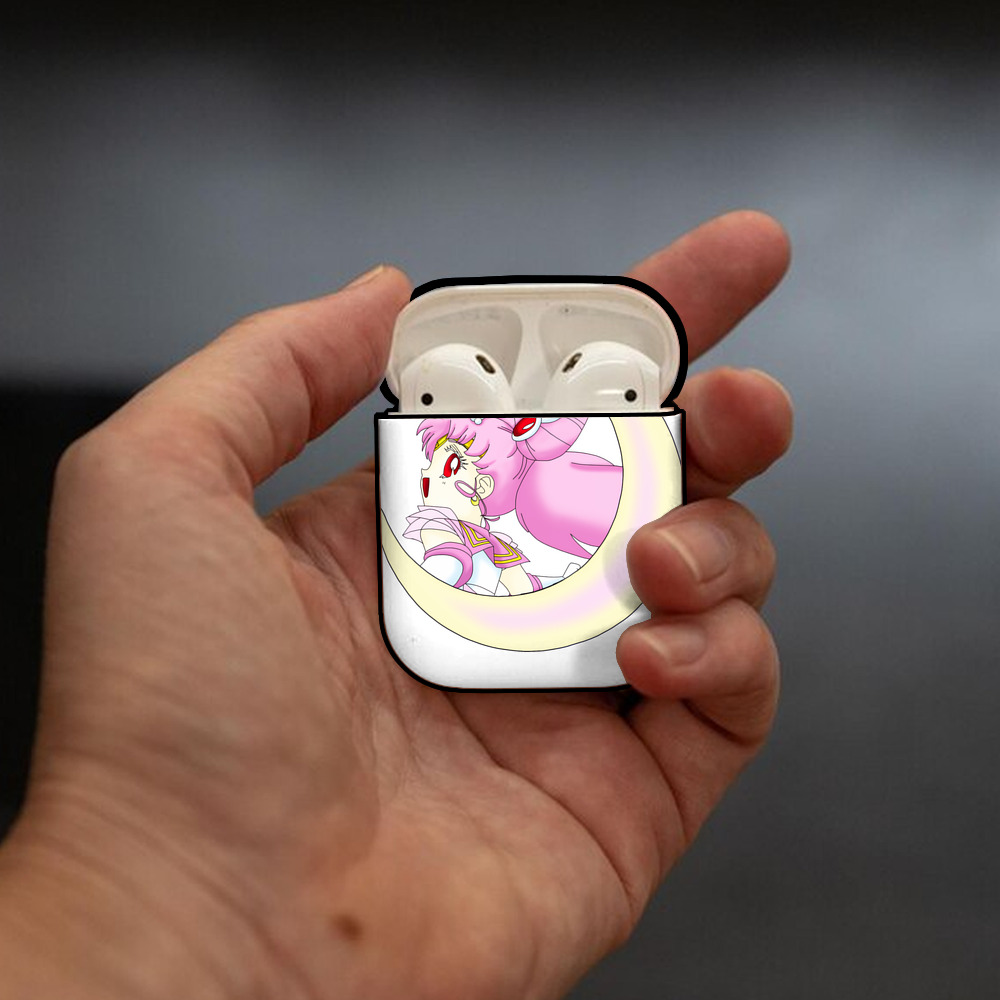 美少女戦士セーラームーン ちびうさ Sailor Moon Chibiusa Tsukino Usagi Small Lady Serenity AirPods 第2世代保護ケース ハードシェル ブラック 耐衝撃・防指紋・カラビナ付き