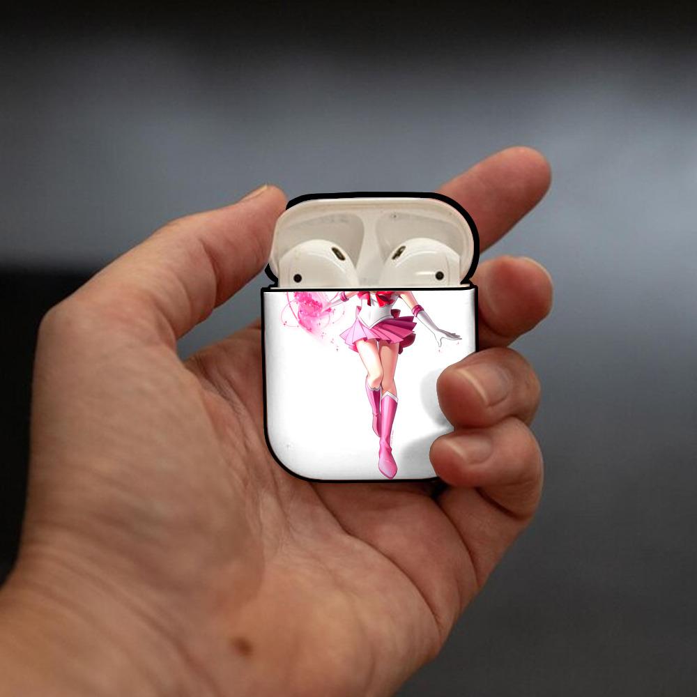 美少女戦士セーラームーン ちびうさ Sailor Moon Chibiusa Tsukino Usagi Small Lady Serenity AirPods 第2世代保護ケース ハードシェル ブラック 耐衝撃・防指紋・カラビナ付き