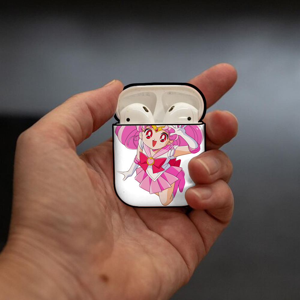 美少女戦士セーラームーン ちびうさ Sailor Moon Chibiusa Tsukino Usagi Small Lady Serenity AirPods 第2世代保護ケース ハードシェル ブラック 耐衝撃・防指紋・カラビナ付き