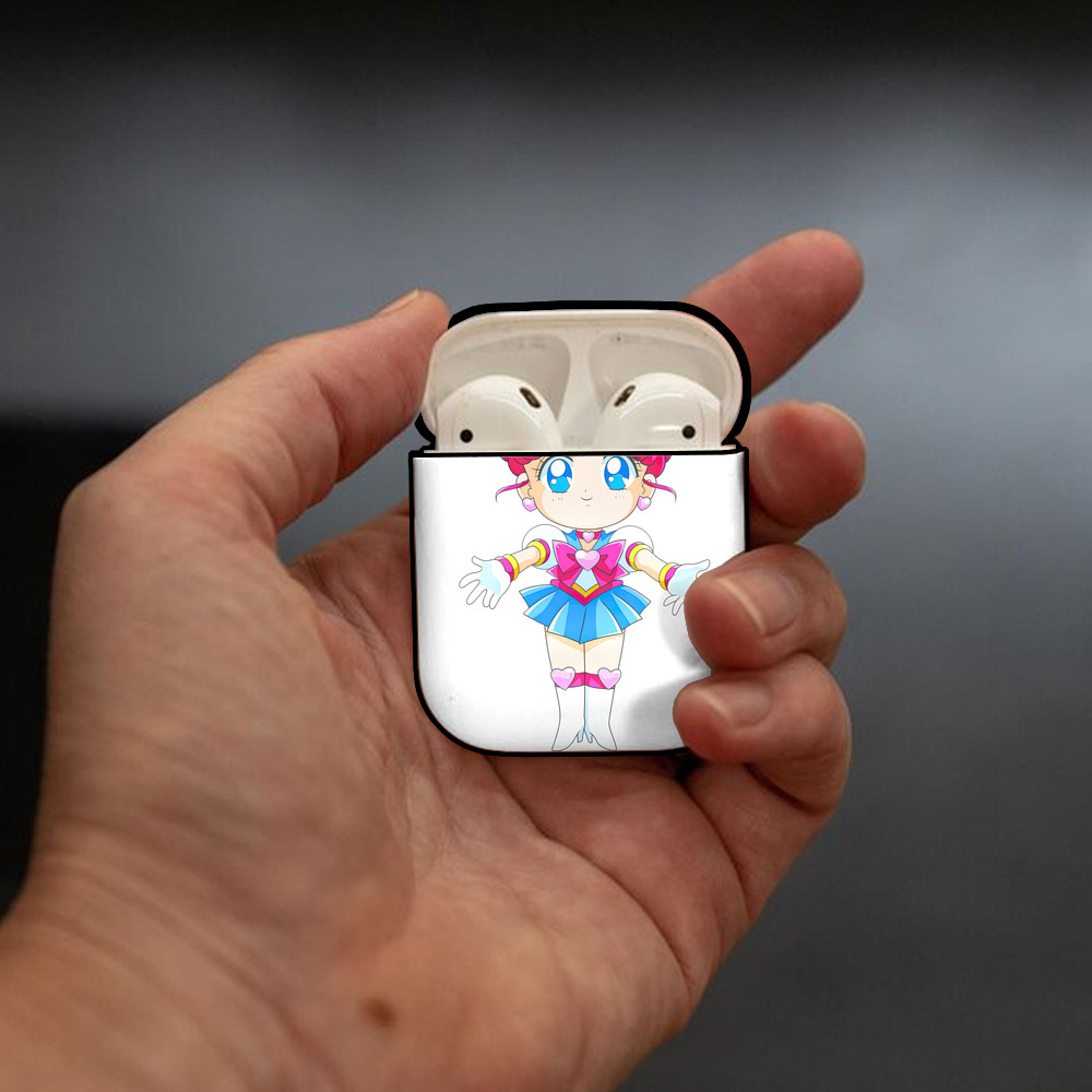 美少女戦士セーラームーン ちびうさ Sailor Moon Chibiusa Tsukino Usagi Small Lady Serenity AirPods 第2世代保護ケース ハードシェル ブラック 耐衝撃・防指紋・カラビナ付き