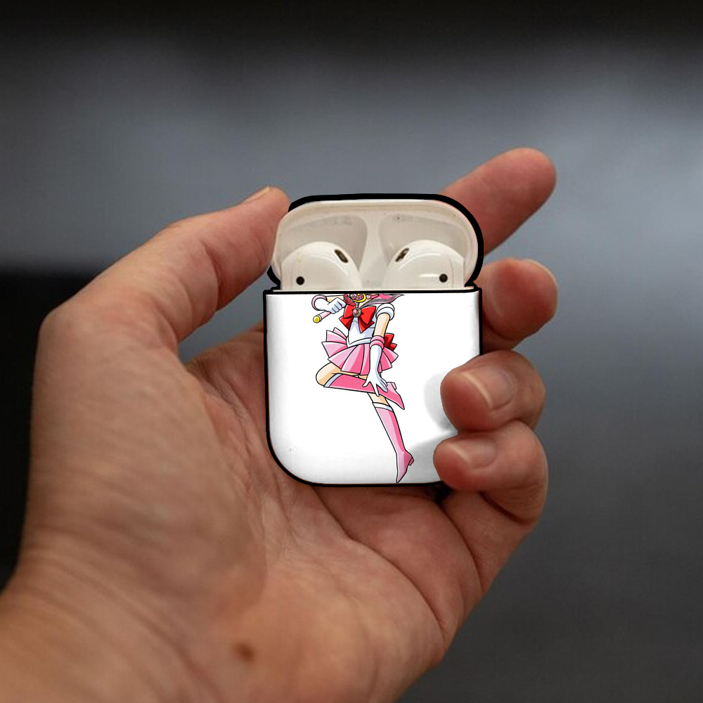 美少女戦士セーラームーン ちびうさ Sailor Moon Chibiusa Tsukino Usagi Small Lady Serenity AirPods 第2世代保護ケース ハードシェル ブラック 耐衝撃・防指紋・カラビナ付き