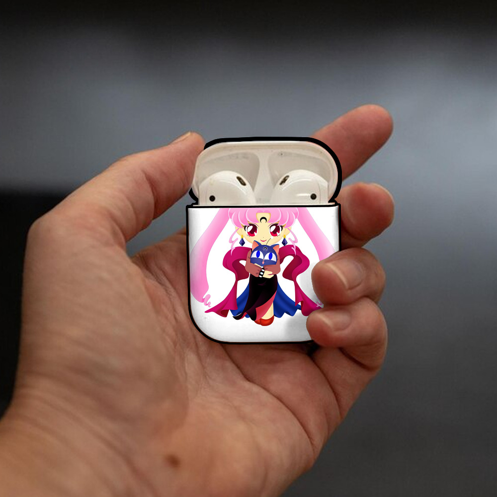 美少女戦士セーラームーン ちびうさ Sailor Moon Chibiusa Tsukino Usagi Small Lady Serenity AirPods 第2世代保護ケース ハードシェル ブラック 耐衝撃・防指紋・カラビナ付き
