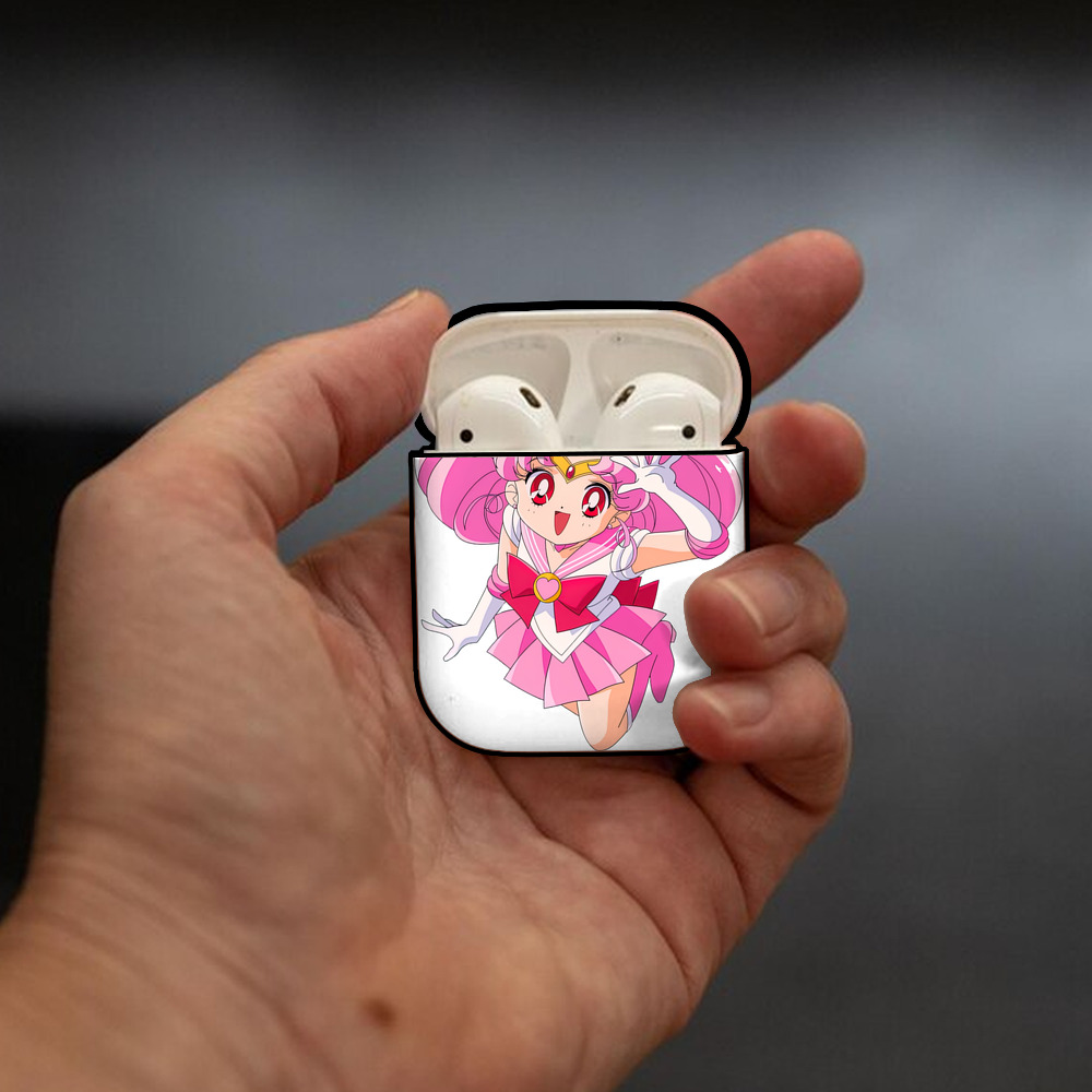 美少女戦士セーラームーン ちびうさ Sailor Moon Chibiusa Tsukino Usagi Small Lady Serenity AirPods 第2世代保護ケース ハードシェル ブラック 耐衝撃・防指紋・カラビナ付き