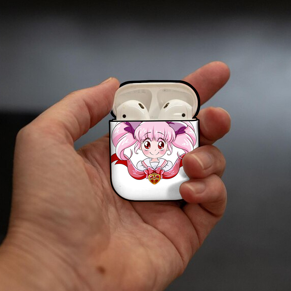 美少女戦士セーラームーン ちびうさ Sailor Moon Chibiusa Tsukino Usagi Small Lady Serenity AirPods 第2世代保護ケース ハードシェル ブラック 耐衝撃・防指紋・カラビナ付き