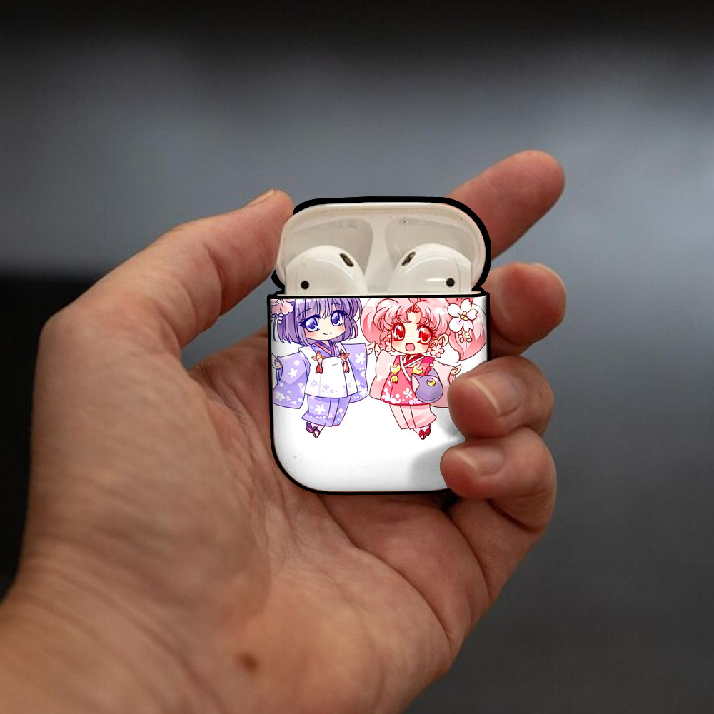 美少女戦士セーラームーン ちびうさ Sailor Moon Chibiusa Tsukino Usagi Small Lady Serenity AirPods 第2世代保護ケース ハードシェル ブラック 耐衝撃・防指紋・カラビナ付き