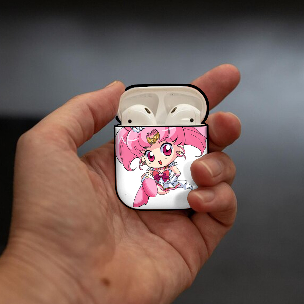 美少女戦士セーラームーン ちびうさ Sailor Moon Chibiusa Tsukino Usagi Small Lady Serenity AirPods 第2世代保護ケース ハードシェル ブラック 耐衝撃・防指紋・カラビナ付き