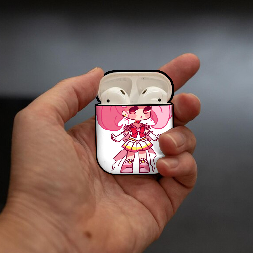 美少女戦士セーラームーン ちびうさ Sailor Moon Chibiusa Tsukino Usagi Small Lady Serenity AirPods 第2世代保護ケース ハードシェル ブラック 耐衝撃・防指紋・カラビナ付き