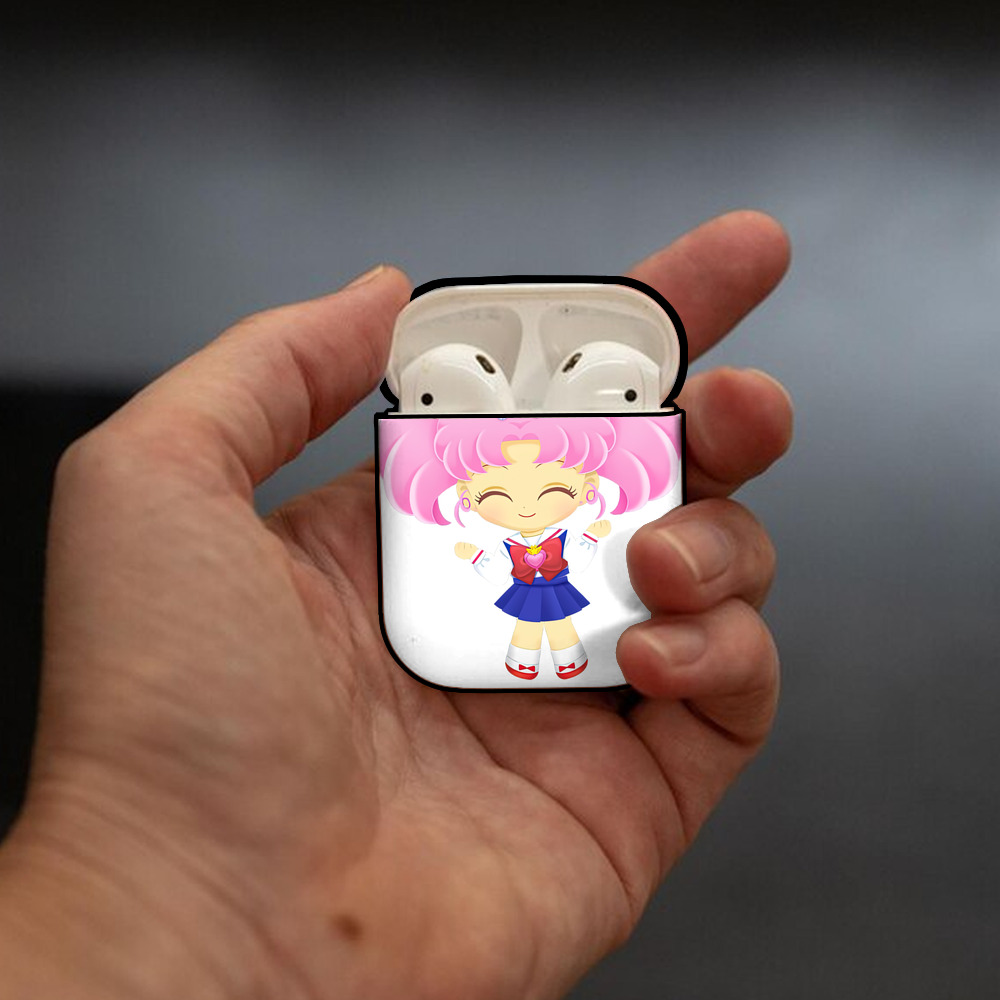 美少女戦士セーラームーン ちびうさ Sailor Moon Chibiusa Tsukino Usagi Small Lady Serenity AirPods 第2世代保護ケース ハードシェル ブラック 耐衝撃・防指紋・カラビナ付き