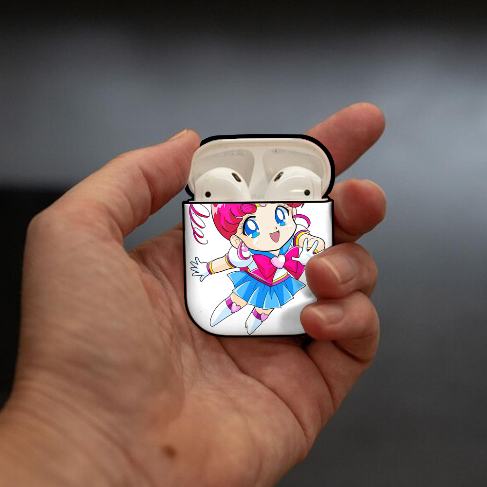 美少女戦士セーラームーン ちびうさ Sailor Moon Chibiusa Tsukino Usagi Small Lady Serenity AirPods 第2世代保護ケース ハードシェル ブラック 耐衝撃・防指紋・カラビナ付き