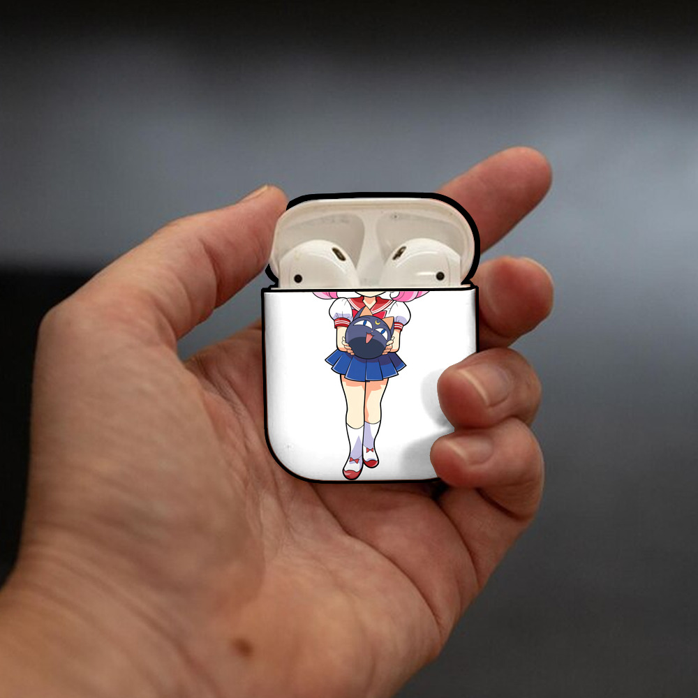 美少女戦士セーラームーン ちびうさ Sailor Moon Chibiusa Tsukino Usagi Small Lady Serenity AirPods 第2世代保護ケース ハードシェル ブラック 耐衝撃・防指紋・カラビナ付き