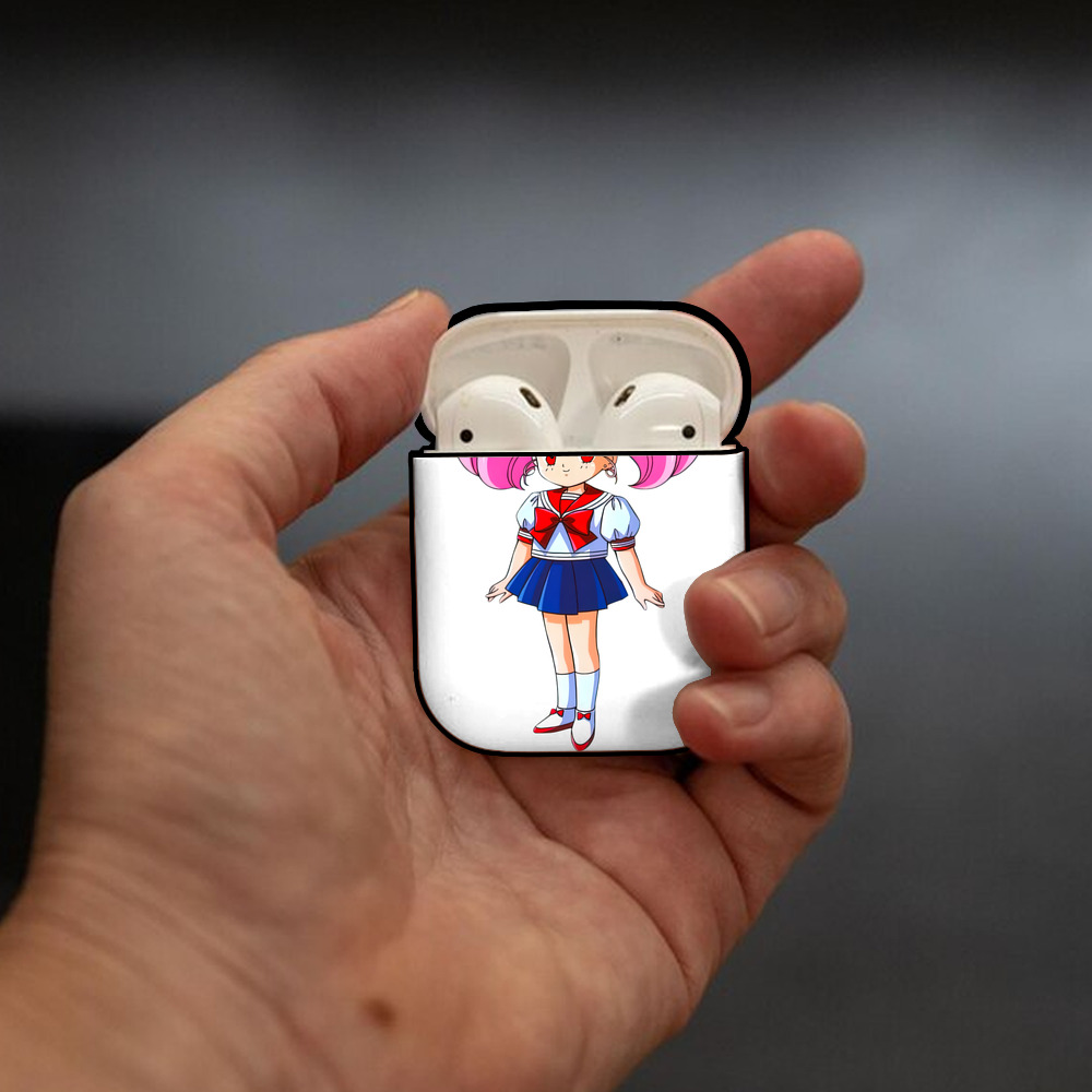 美少女戦士セーラームーン ちびうさ Sailor Moon Chibiusa Tsukino Usagi Small Lady Serenity AirPods 第2世代保護ケース ハードシェル ブラック 耐衝撃・防指紋・カラビナ付き