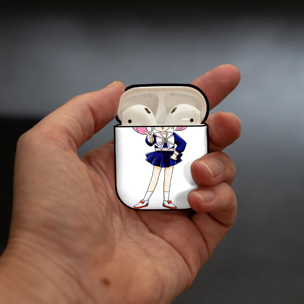 美少女戦士セーラームーン ちびうさ Sailor Moon Chibiusa Tsukino Usagi Small Lady Serenity AirPods 第2世代保護ケース ハードシェル ブラック 耐衝撃・防指紋・カラビナ付き