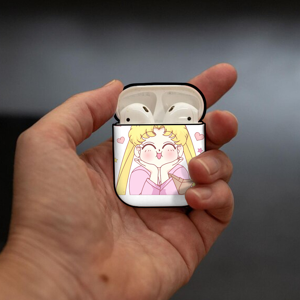美少女戦士セーラームーン 愛野 美奈子 あいの みなこ Sailor Moon Aino Minako AirPods 第2世代保護ケース ハードシェル ブラック 耐衝撃・防指紋・カラビナ付き