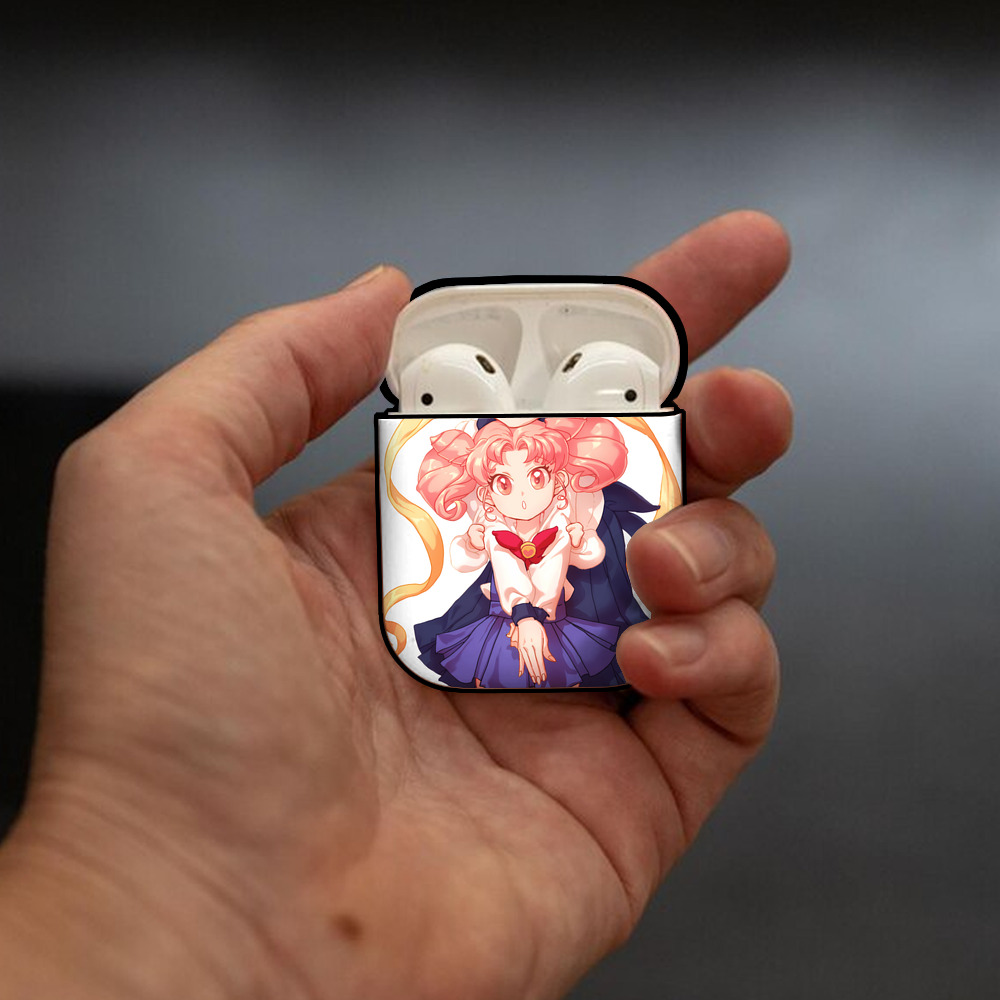 美少女戦士セーラームーン 愛野 美奈子 あいの みなこ Sailor Moon Aino Minako AirPods 第2世代保護ケース ハードシェル ブラック 耐衝撃・防指紋・カラビナ付き