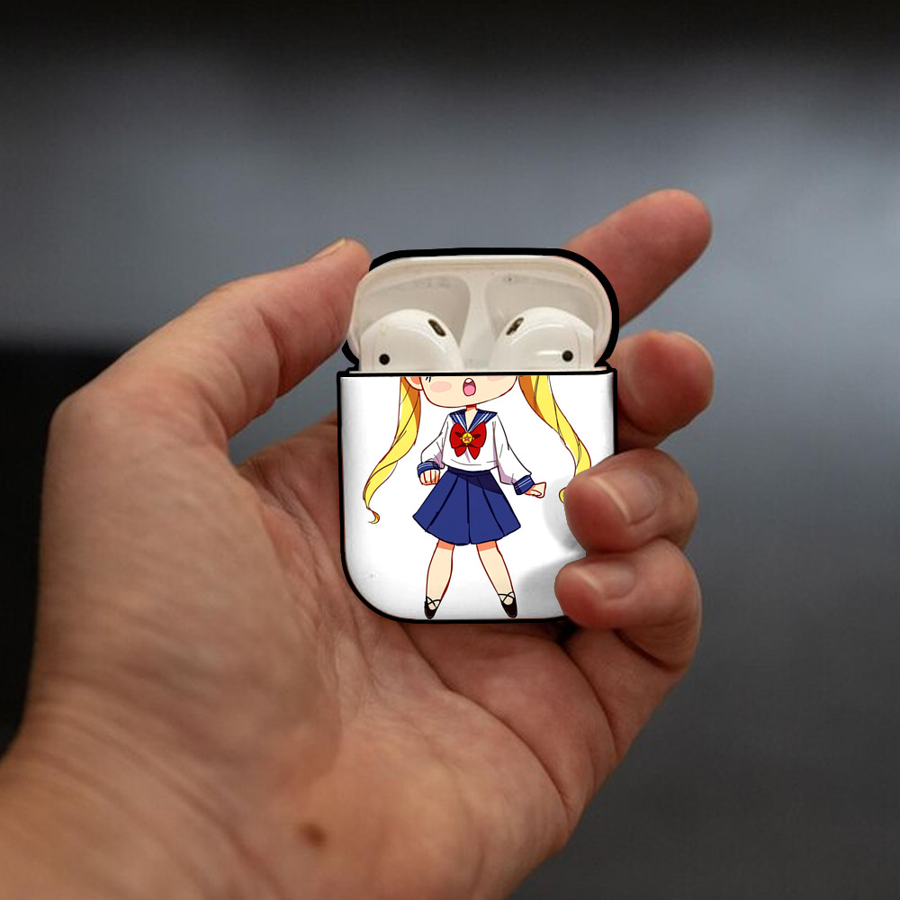 美少女戦士セーラームーン 愛野 美奈子 あいの みなこ Sailor Moon Aino Minako AirPods 第2世代保護ケース ハードシェル ブラック 耐衝撃・防指紋・カラビナ付き