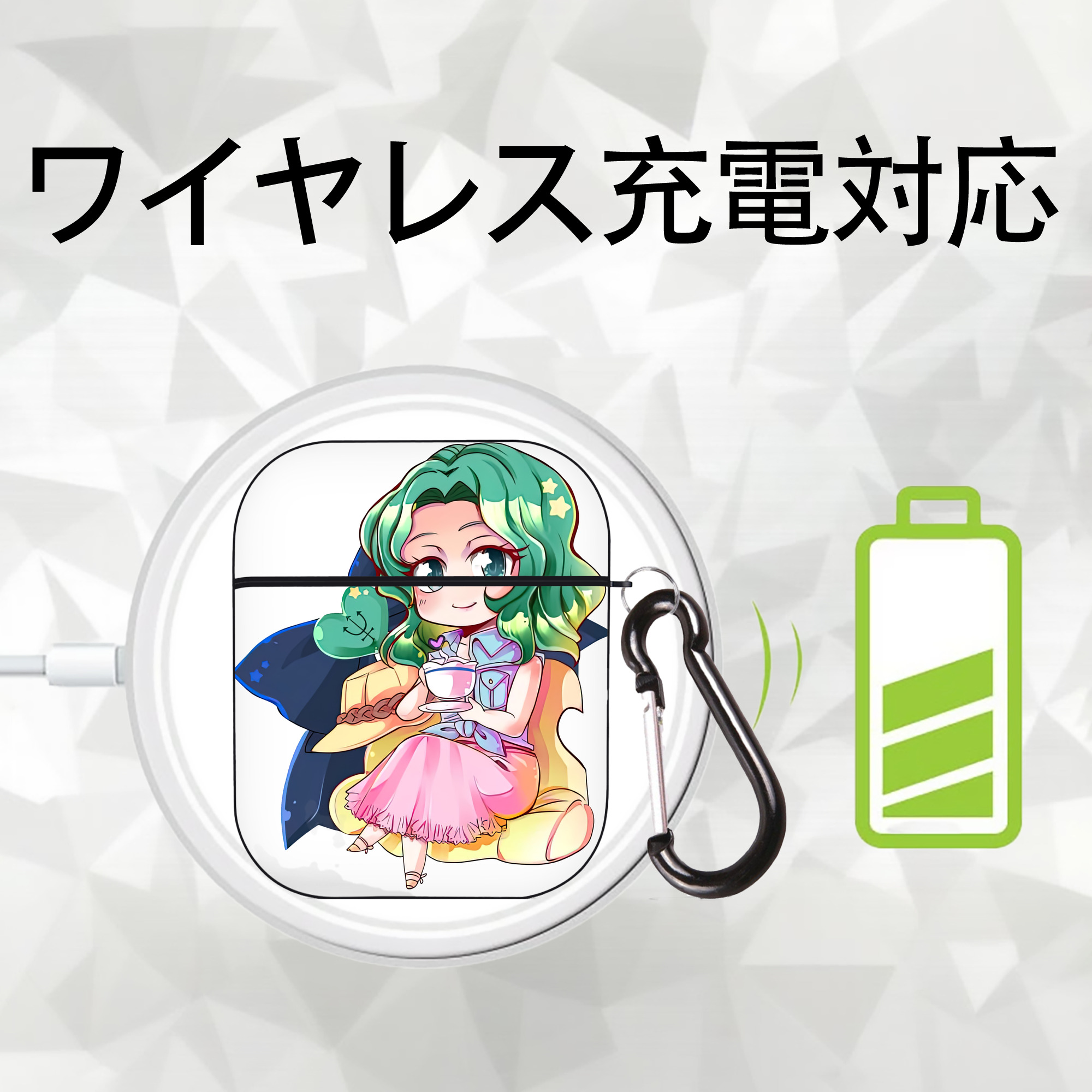 美少女戦士セーラームーン 海王 みちる（かいおう みちる） Sailor Moon Kaiou Michiru AirPods 第2世代保護ケース ハードシェル ブラック 耐衝撃・防指紋・カラビナ付き