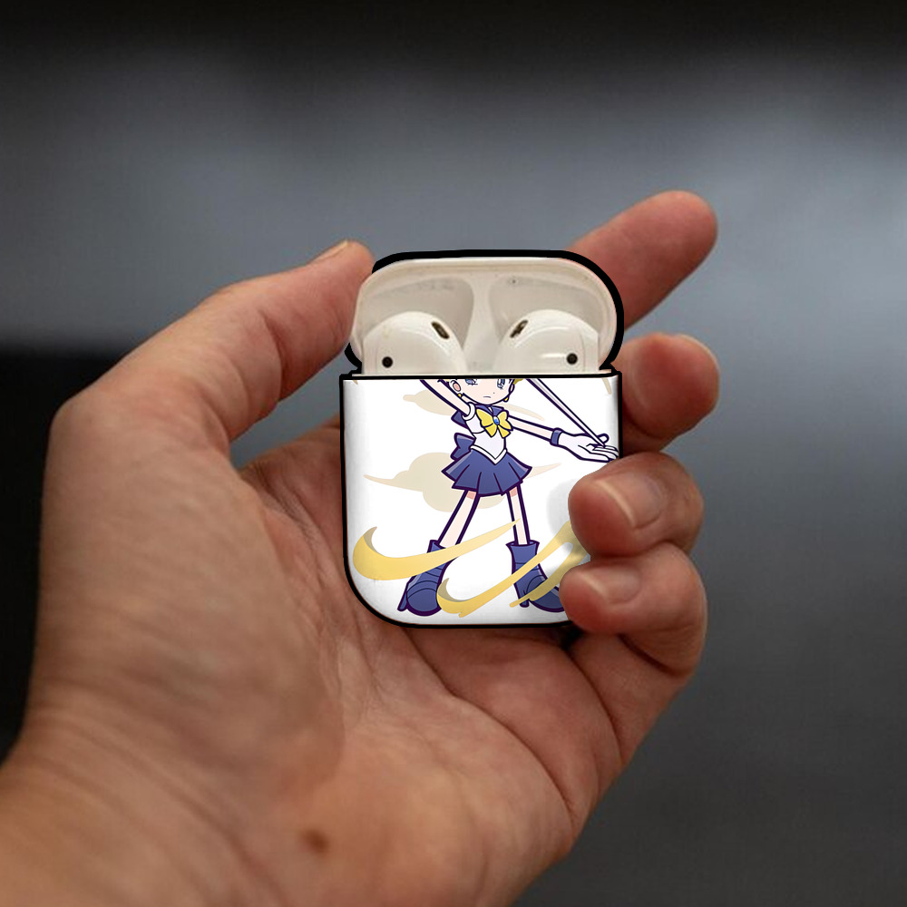 美少女戦士セーラームーン 天王はるか Sailor Moon Tenoh Haruka AirPods 第2世代保護ケース ハードシェル ブラック 耐衝撃・防指紋・カラビナ付き