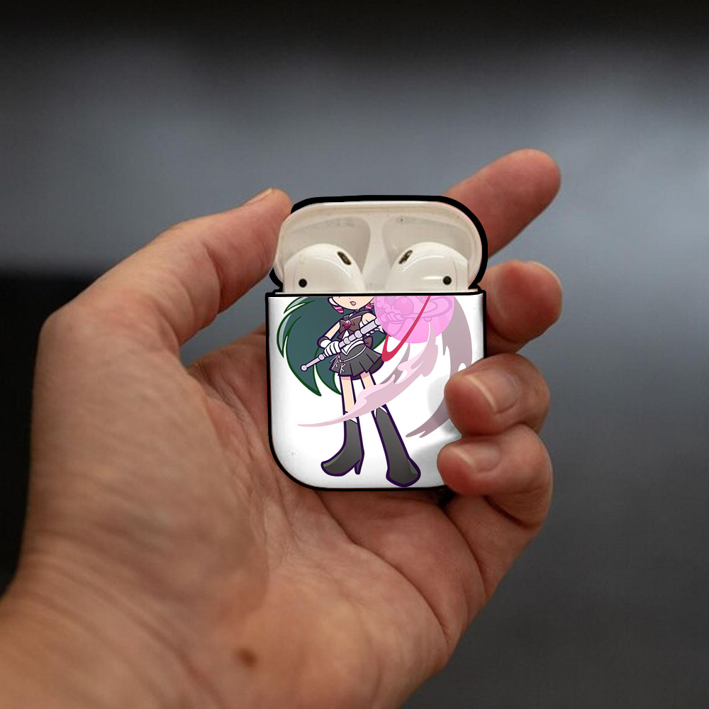 美少女戦士セーラームーン 冥王せつな Sailor Moon Meiou Setsuna AirPods 第2世代保護ケース ハードシェル ブラック 耐衝撃・防指紋・カラビナ付き