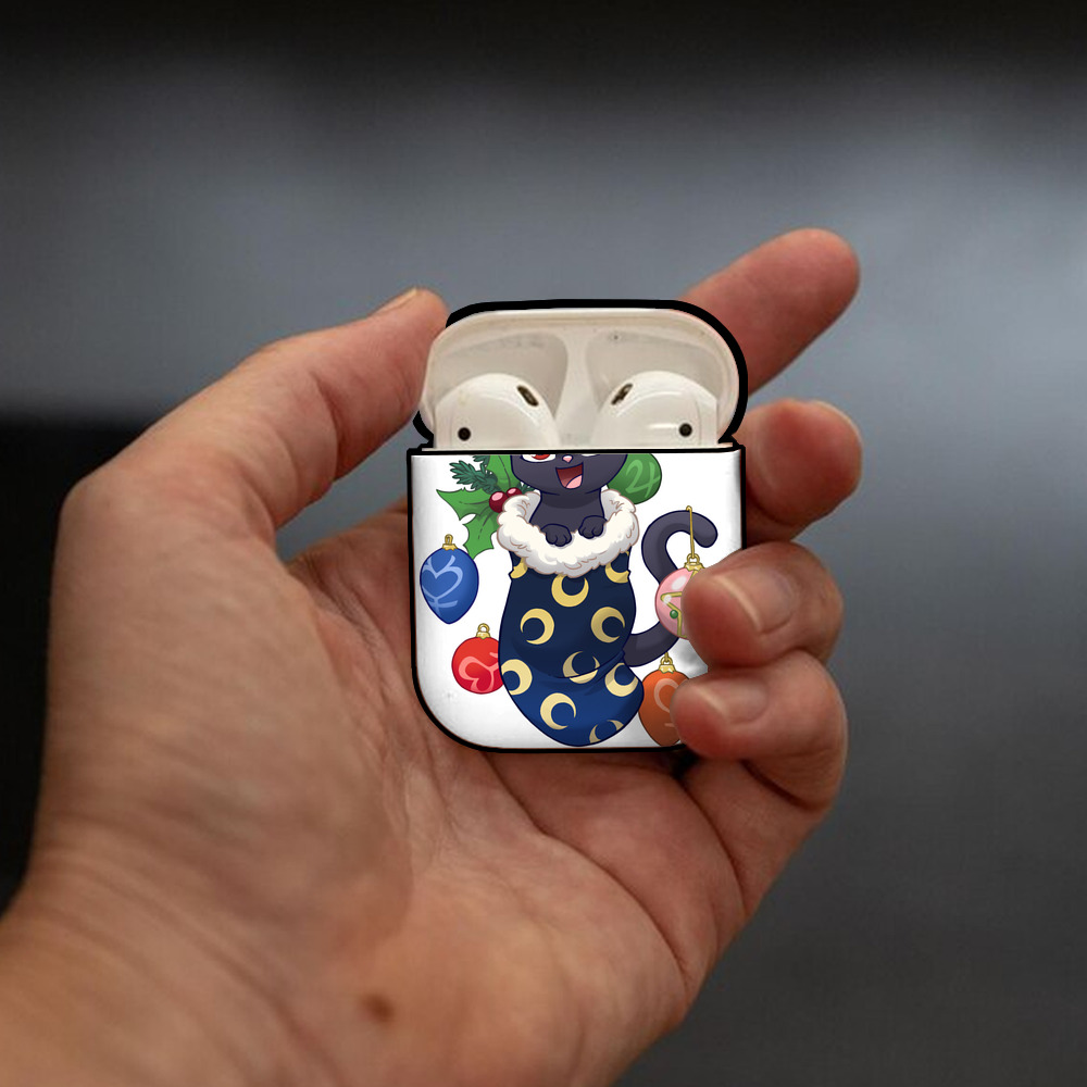 美少女戦士セーラームーン Sailor Moon AirPods 第2世代保護ケース ハードシェル ブラック 耐衝撃・防指紋・カラビナ付き