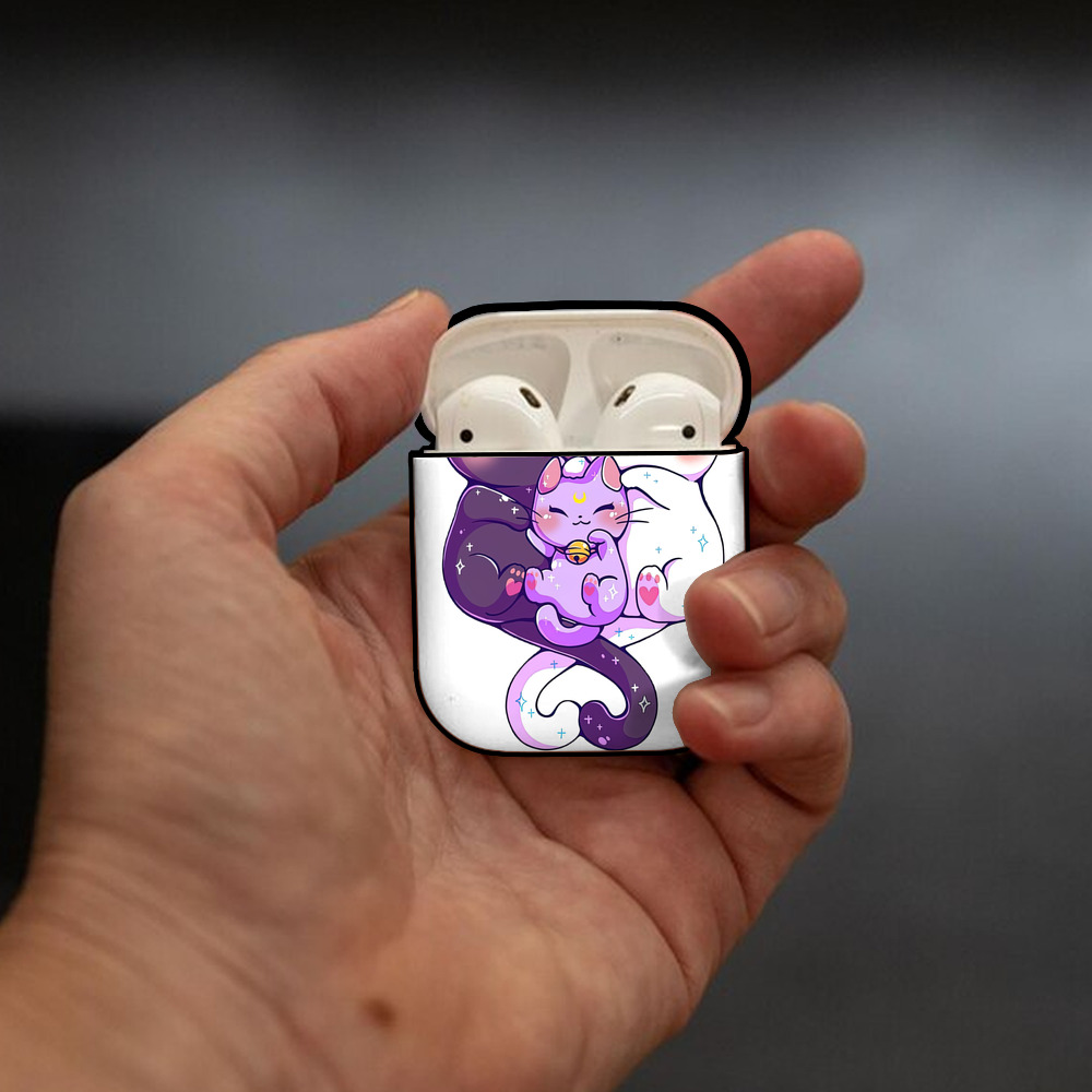 美少女戦士セーラームーン Sailor Moon AirPods 第2世代保護ケース ハードシェル ブラック 耐衝撃・防指紋・カラビナ付き