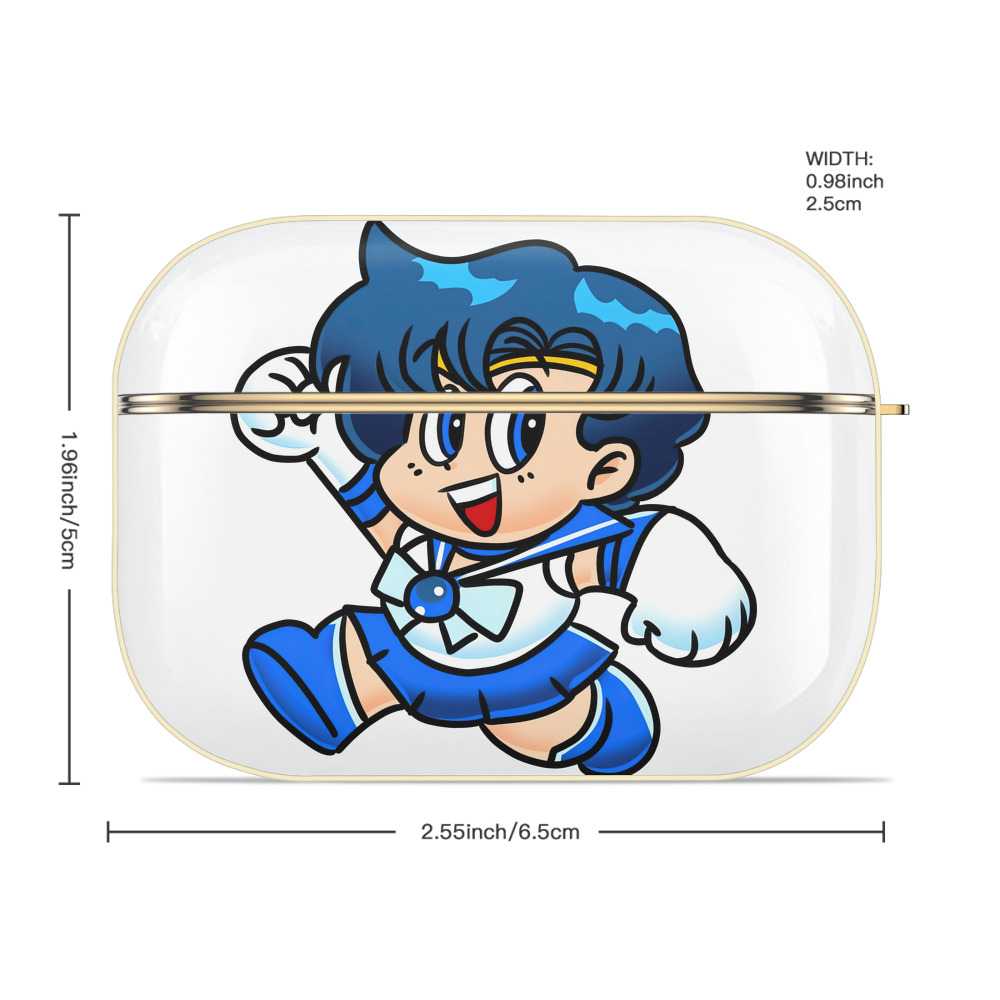美少女戦士セーラームーン 水野 亜美 みずの あみ Sailor Moon Mizuno Ami 【AirPods Pro用】ハードシェル保護ケース｜耐衝撃・防指紋・カラビナ付き商品仕様