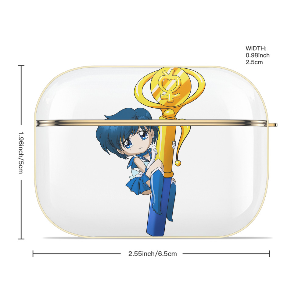 美少女戦士セーラームーン 水野 亜美 みずの あみ Sailor Moon Mizuno Ami 【AirPods Pro用】ハードシェル保護ケース｜耐衝撃・防指紋・カラビナ付き商品仕様