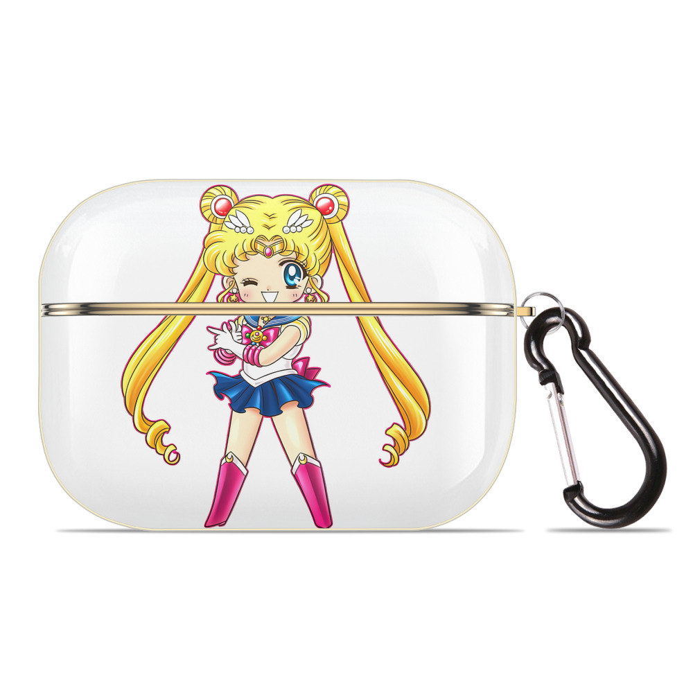 （画像用） 美少女戦士セーラームーン 月野 うさぎ つきの うさぎ Sailor Moon Tsukino Usagi 【AirPods Pro用】ハードシェル保護ケース｜耐衝撃・防指紋・カラビナ付き商品仕様