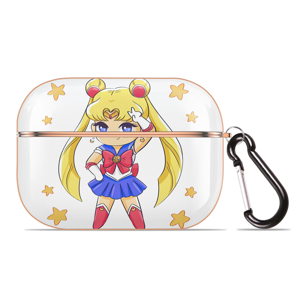 （画像用） 美少女戦士セーラームーン 月野 うさぎ つきの うさぎ Sailor Moon Tsukino Usagi 【AirPods Pro用】ハードシェル保護ケース｜耐衝撃・防指紋・カラビナ付き商品仕様
